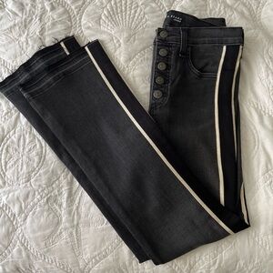Veronica Beard Black Jeans with Cream Stripe